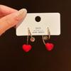 Cute Red Heart Drop Earrings for Women Wedding Party Golden Color Metal Twist Imitation Pearl Dangle Earrings Statement Jewelry