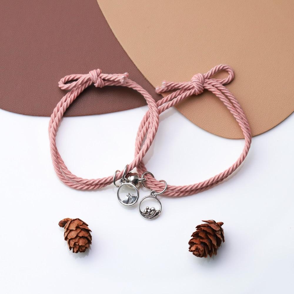 Band Couple Bracelet Magnet Paired Rubber for Lovers Distance Bracelet Women Men Braided String Bracelet Friendship Jewelry Gift
