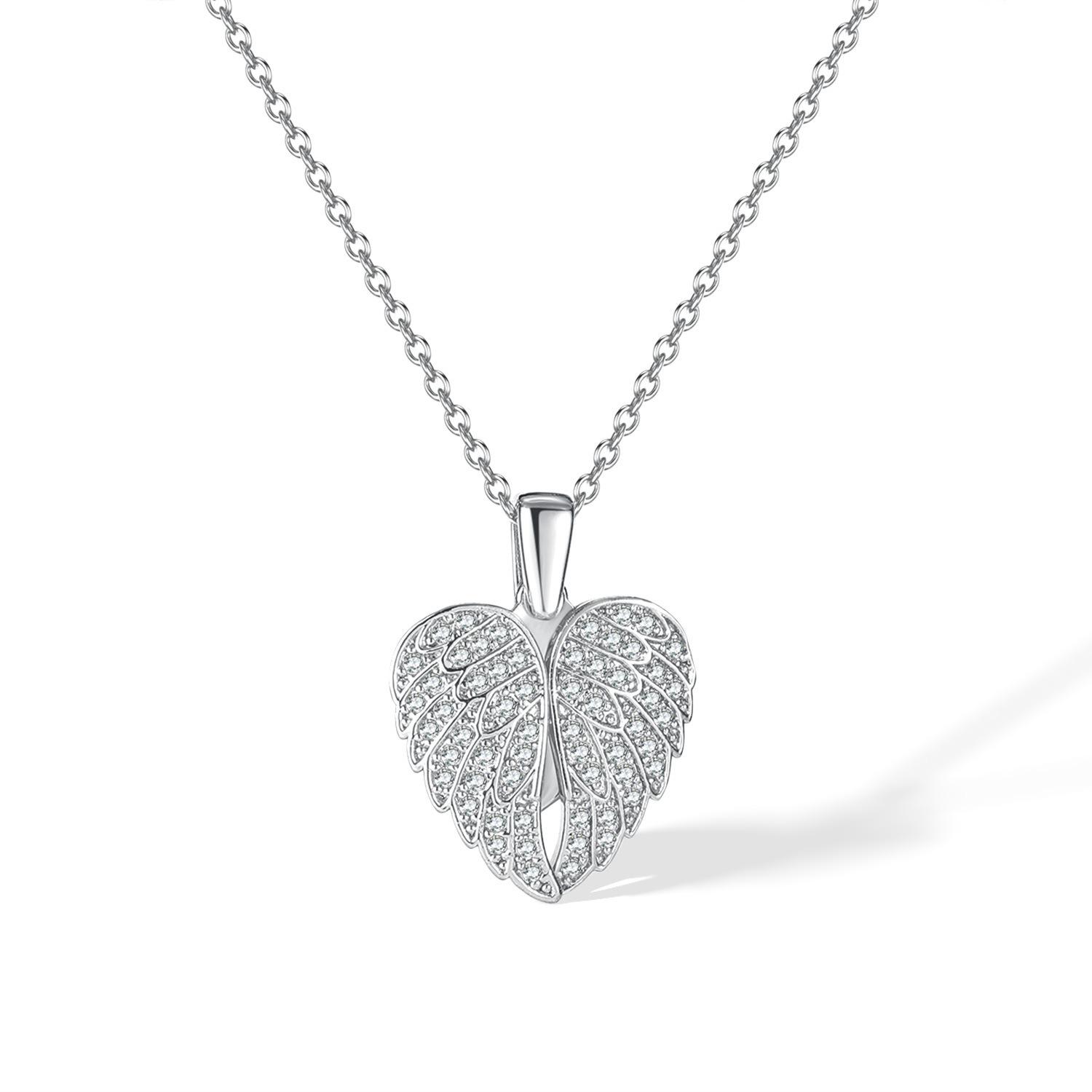 Wind Simple Design Sense Love Necklace Women Light Luxury High Sense Angel Wings Collarbone Chain