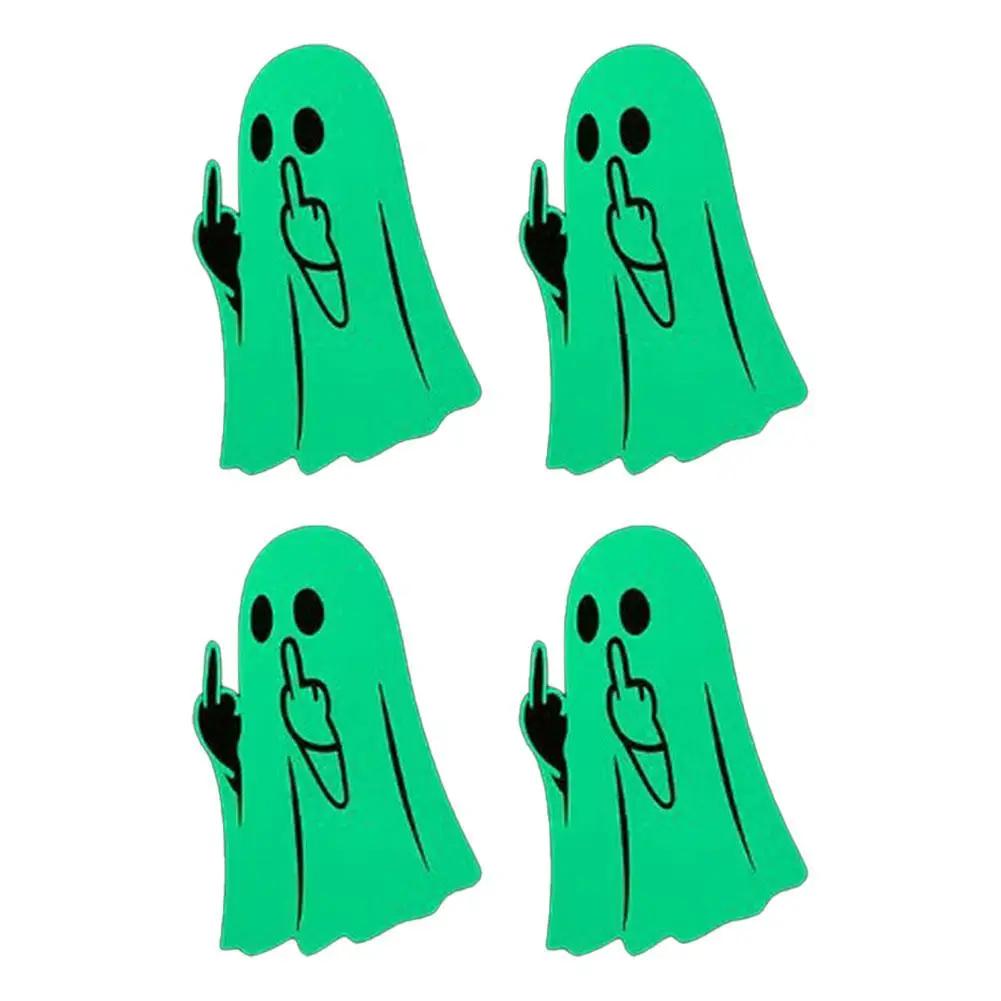 2/4Pcs Luminous Ghost Finger Stickers, Night Luminous Ghost Decorations Ghost Stickers, Halloween Car Funny R8U3