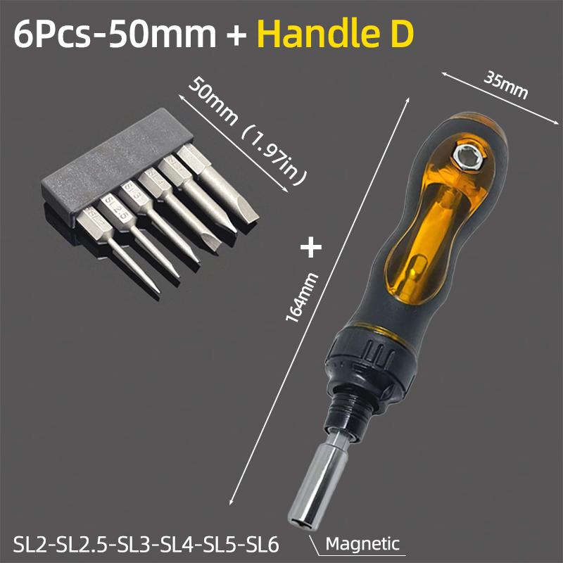 50/100mm 2.0-6.0mm Flat Head Screwdriver Bits Set Magnetic Tip Slotted Screwdriver Drill 1/4 Inch Hex Shank Hand/Electric Tools