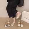 Flat-bottomed Rhinestone Light-mouth Silver Single Shoes Women's Summer New Models with Skirts, One-word Mary Jane Shoes