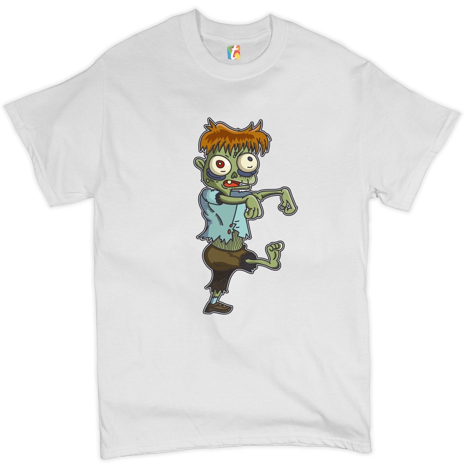 Walking Zombie T-shirt Eat Brains Halloween Spooky Funny Undead Men s Tee S