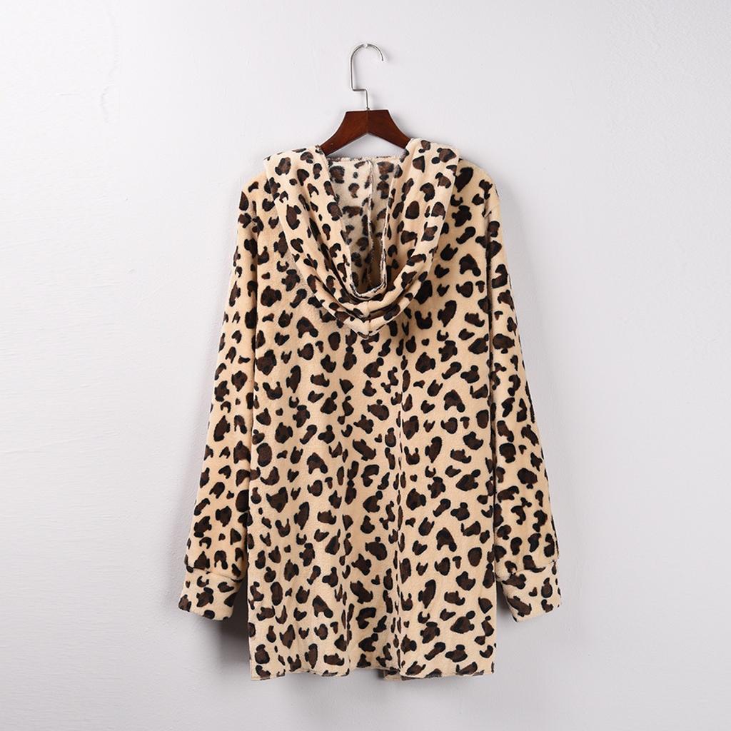 Fashion Women's Leopard Faux-Fur Fuzzy Warm Winter Oversized Outwear Long Coat