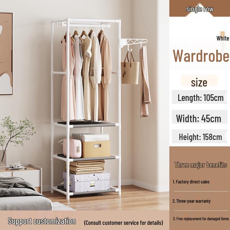 Multifunctional Three-Row Floor Standing Storage Rack for Clothes and Hats