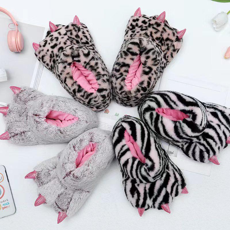 Útulné podzimní/zimní plyšové zvířecí pantofle - Super měkký fleece, Silné a teplé