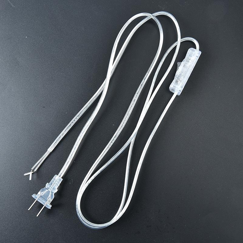 1.8M On Off Switch Power Cord For Led Lamp Us Plug Transparent Extension Cable