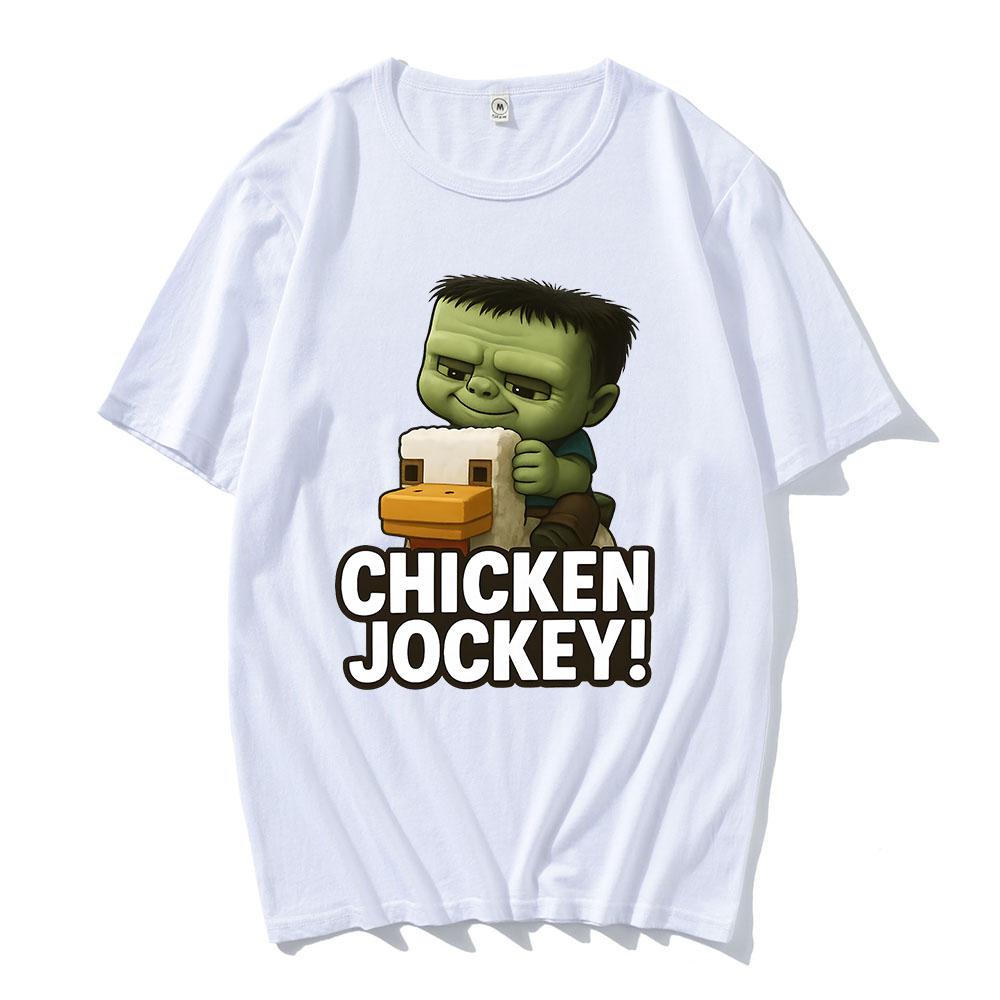Funny Printing T-shirt Hot Game Chicken Jockey Tshirts Short Sleeve Cotton O-neck TShirt Men Women Clothing Unisex Streetwear