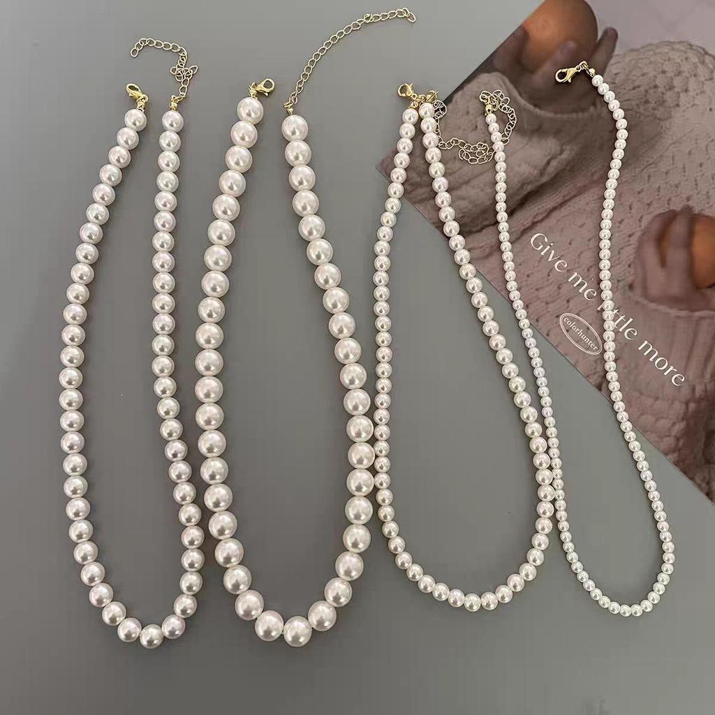 Pearl Necklace French Style Elegant High-End Collarbone Necklace Versatile Simple Choker Accessory