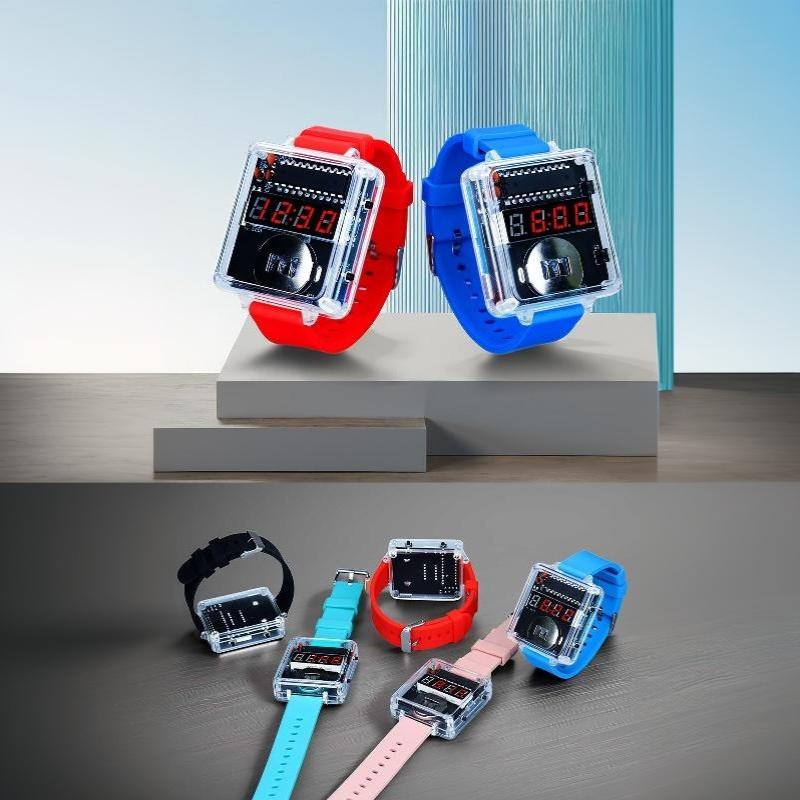 Kit Orologio Elettronico Fai da Te 028 Tubo Digitale LED Creativo Saldatura Microcontrollore Orologio Con Cassa Cinturino in Silicone
