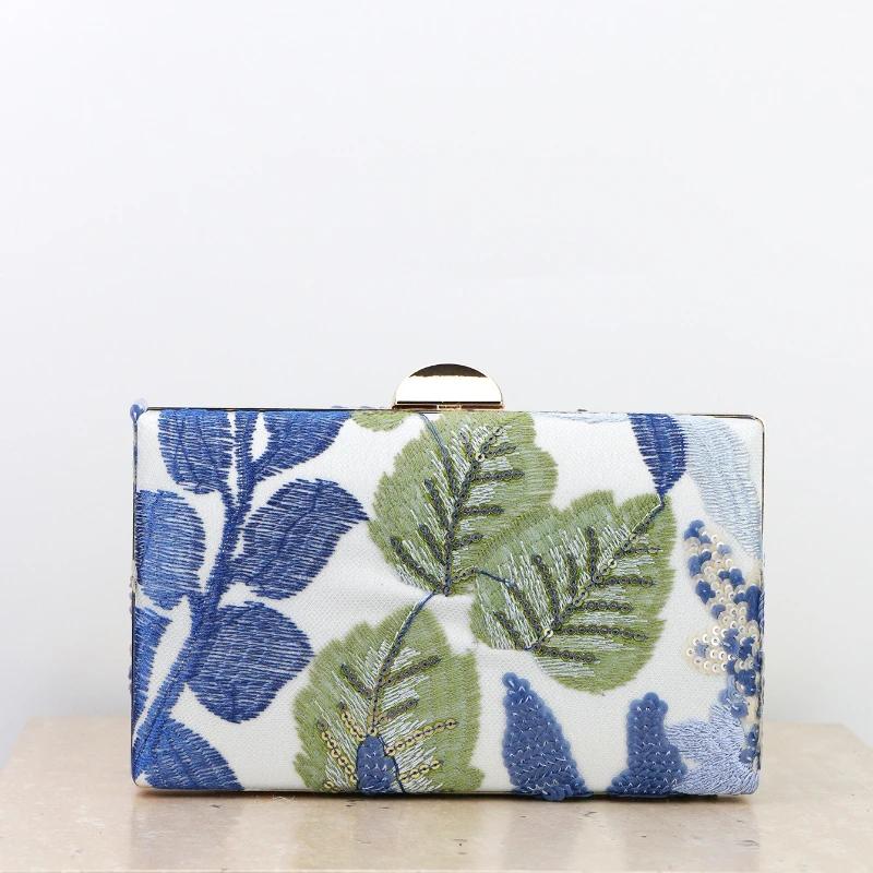 Embroidered Banquet Bags Women Handmade Appliques Chinese Theme Party Sequined Handbag Evening Dress Purple Clutch Purse