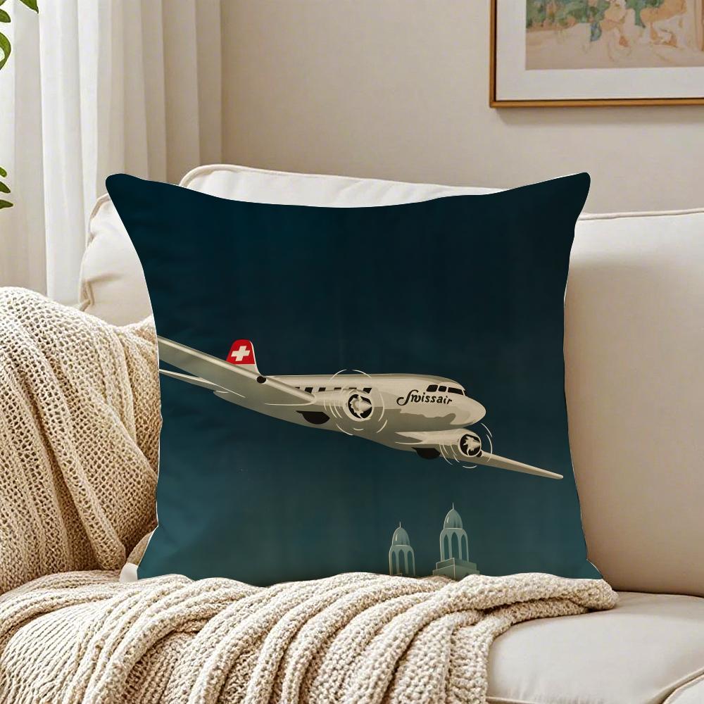 S-Swissair Pillow Aviation Brand Cushion Cushion Cover Pillowcase Anti-Dustmite Living Room Sofa Decor Cushion Room