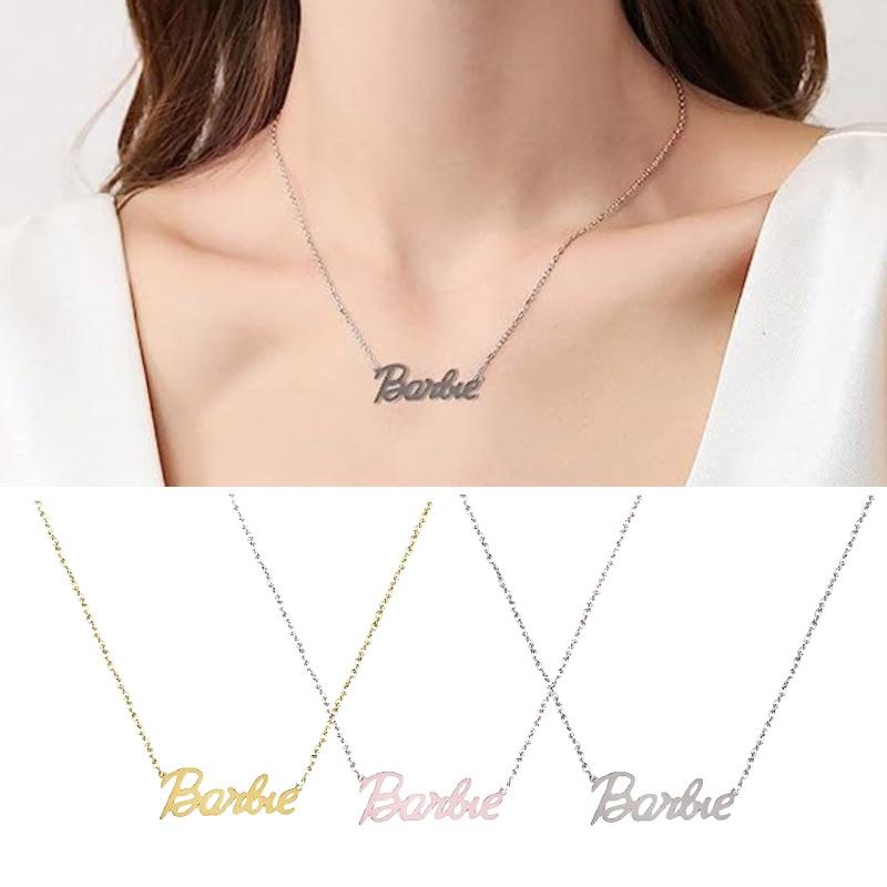 Colar de Letras Barbie da Moda Corrente Hip Hop para Clavícula Para um Visual Personalizado