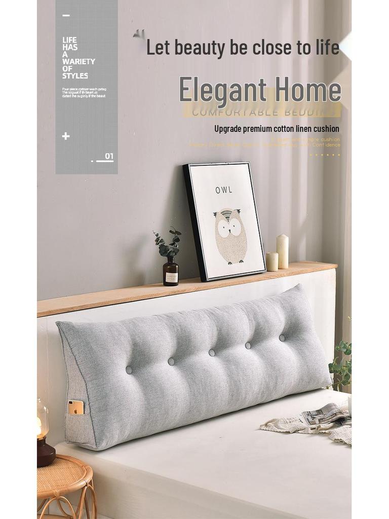 Abnehmbares & Waschbares Dreieckiges Kopfkissen - Imitation Baumwollleinen Tatami Rücken- & Lendenstützkissen