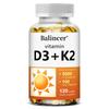 Balincer Vitamin D3 K2 Weichkapseln, 5000 IE, 100 mcg K2 MK-7, Kokosöl, 120 Kapseln