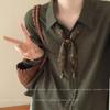 Retro Cashew Flower Neck Silk Scarf Unique Beaded Pull-out Scarf with Shirt Commuting Foreign Style Scarf New Product