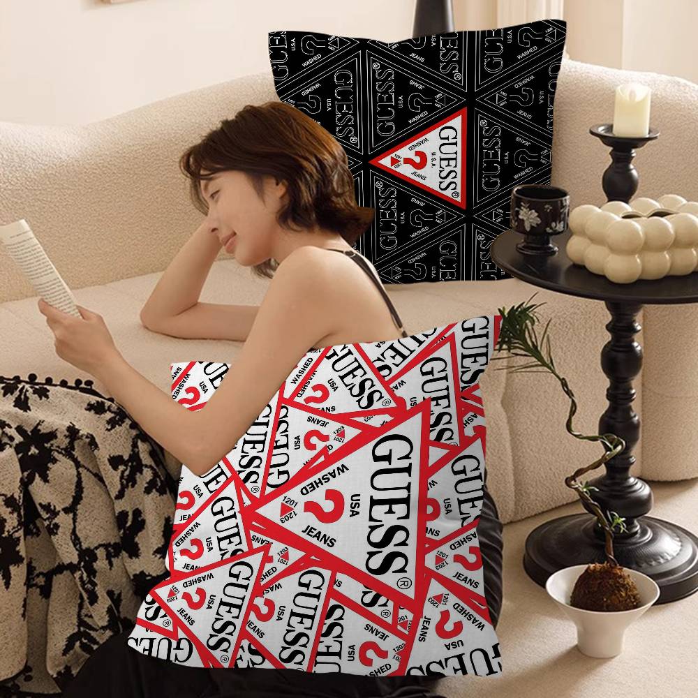 Fashion G_GuessS Logo Printed Office Cushion Pillowcase Car Cushion Cover45X45CM Lumbar Pillowcase Sofa Pillowcover