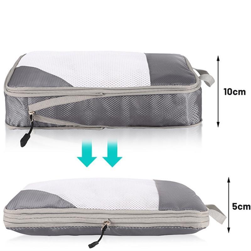 6 Stück/Set Gepäck-Packwürfel Aufbewahrungstaschen Kleidungssortierpakete für Reisegepäck Kompressionsstoff-Packbeutel