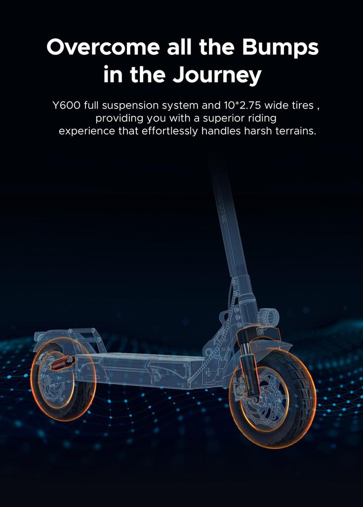 Engwe Y600S Elektrická koloběžka 830W, 48V 18.2Ah, 25km/h, 10"×2.75" Tlusté pneumatiky, Mechanické kotoučové brzdy Skládací E-koloběžka