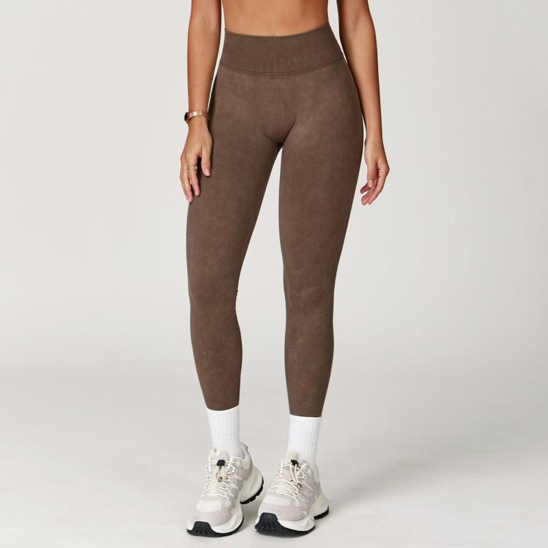 Womens High-Waisted Seamless Washed Yoga Pants Breathable Stretchy Running Fitness Leggings Small