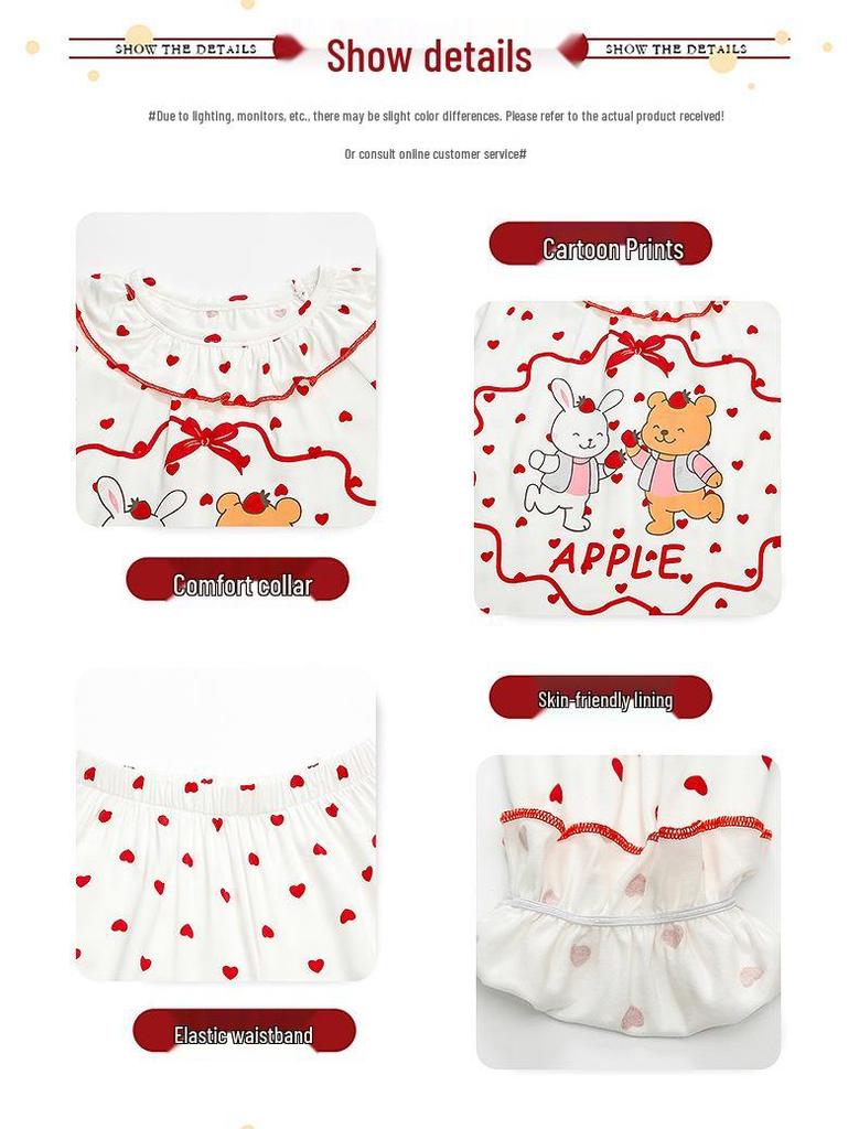 Girls' Modal Long Sleeve Pajamas - Cute Princess Design for Spring, Autumn, and Summer.