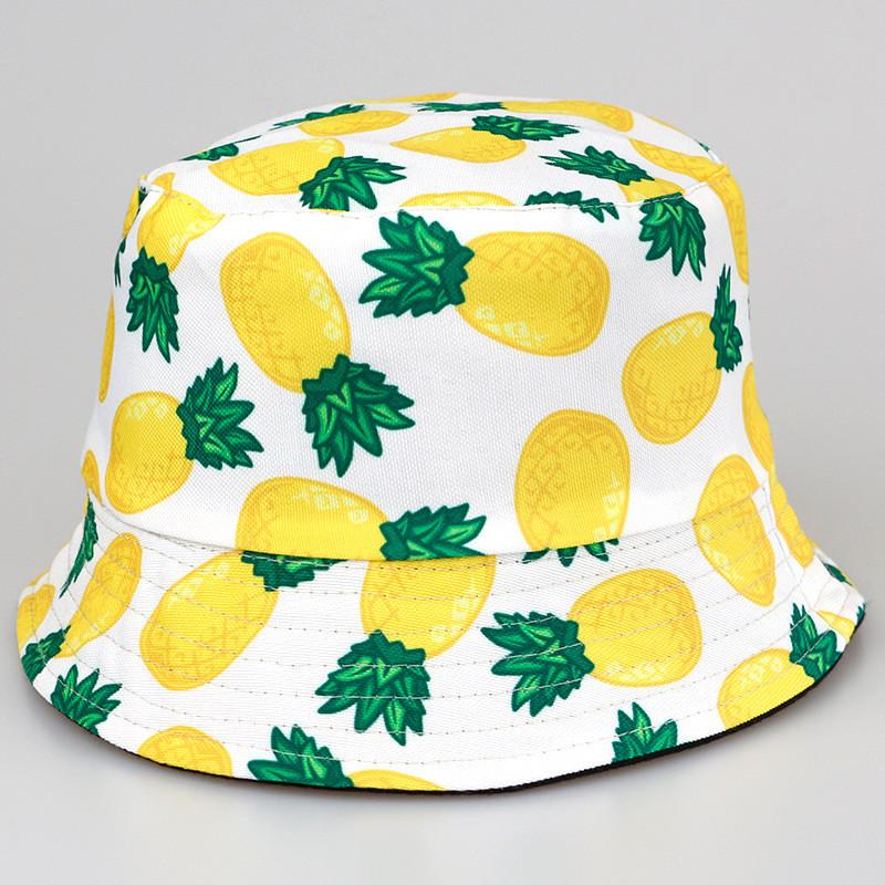 Tropical Fruits Reversible Fisherman Hat In Polyester For Summer Outdoor Sun Protection Characters Included)