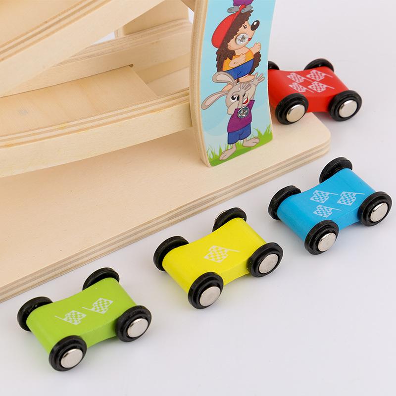 Children's Educational Early Education Wooden Toys Track Glide Educational Inertia Toys Three-Layer Ladder Toys