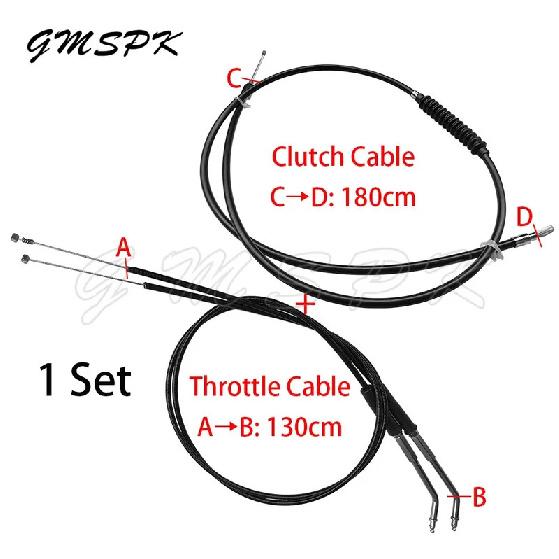 1 Set Motorcycle 180cm Clutch Line 130cm Lengthened Throttle Cable Fit for Harley Sportster 883 1200 Dyna Softail Heritage Road