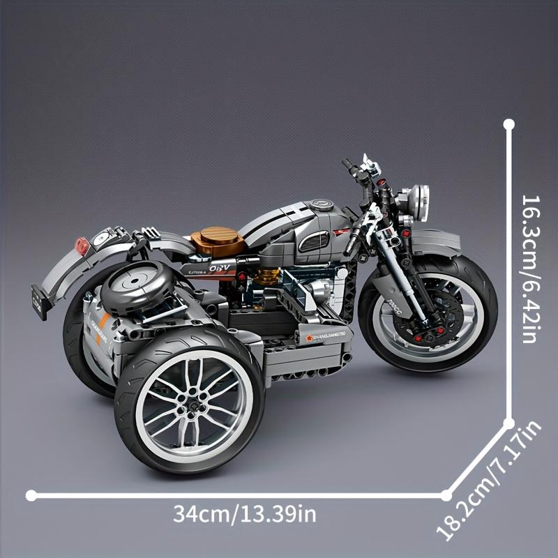 808 Teile Vintage Motorrad Modellbausteine Set für Wohn- & Bürodekoration Ideales Geschenk Ausstellungsstück Sammlerstück Modellbausatz