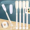 Creamy White Adjustable Shoehorn with Storage Hook for Easy Use Without Bending