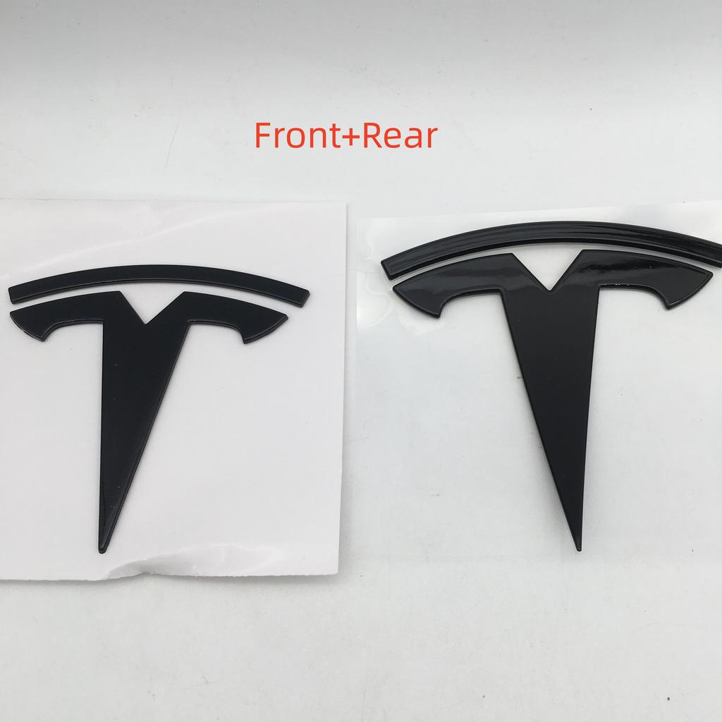 1-3 Stück glänzend schwarz für Tesla Model 3 Mode Y Auto Frontemblem Heck Kofferraum Lenkrad Aufkleber Abzeichen Decal Styling