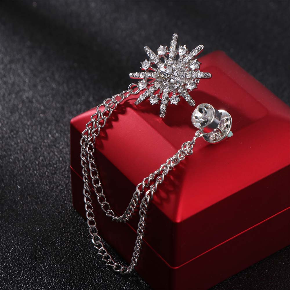Zinc Zinc Alloy Men Brooch Tassel Chain Suit Lapel Pin Personality Star Tassel Brooch  Collar Decoration