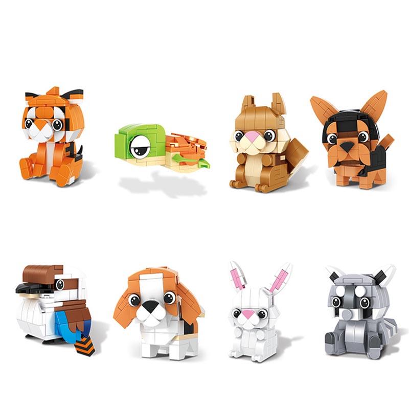 Creative Animal Koala Dog Kookaburra Penguin Flamingo Collie Sea Lions Raccoon Mini Figures Building Bricks Kid Block Toys