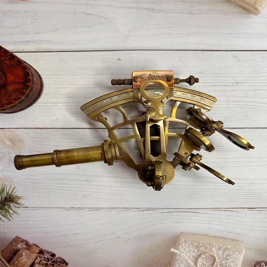 Nautical Sextant  Custom Engraved Gift  Brass Sextant With Telescope  Working Compass,  Anniversary Gift, Navy Veteran Gift