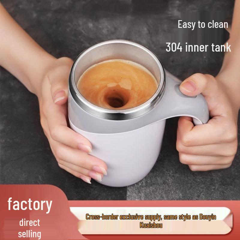 Elektrický hrnek na kávu s mícháním - Nerezový s nastavitelnou rychlostí pro fitness a kancelář