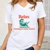 Golden Retriever Vintage Shirt Relax Nothing Is Under Control Golden Mom Tshirts Vneck Women Clothing Fashion Casual Tops