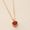 Women Necklace Creative Rhinestone Embedded Women Jewelry Tiny Heart Shape Pendant Clavicle Necklace for