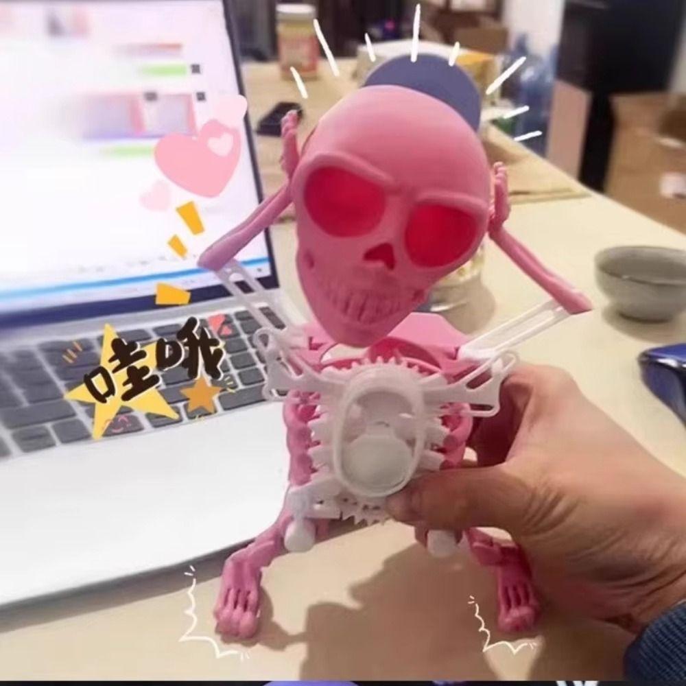 Plastic 3D Print Shaking Skull Doll Dancing Skull Spring Clockwork Toy  Kids Toddlers