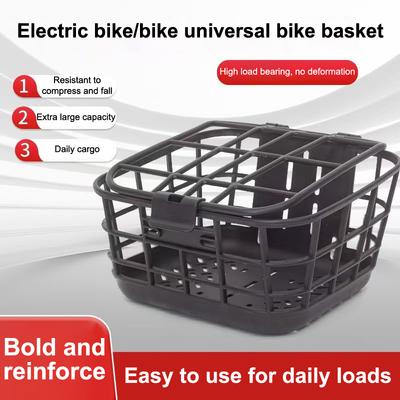 1 Satz Fahrrad-Frontkorb mit großer Kapazität, Anti-Extrusion, Schwarz, PC-Material, abnehmbarer Fahrradkorb mit Deckel für Elektrofahrrad
