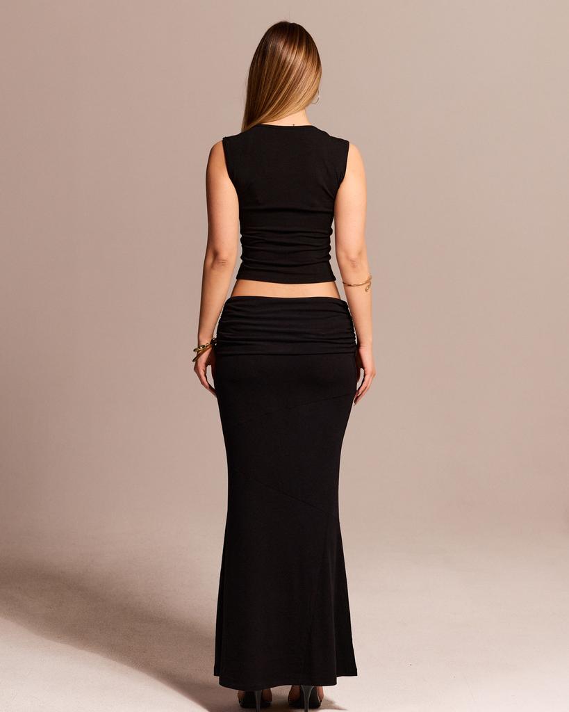 Kulsiseu Cs Folding Mermaid Skirt-073 (Black)