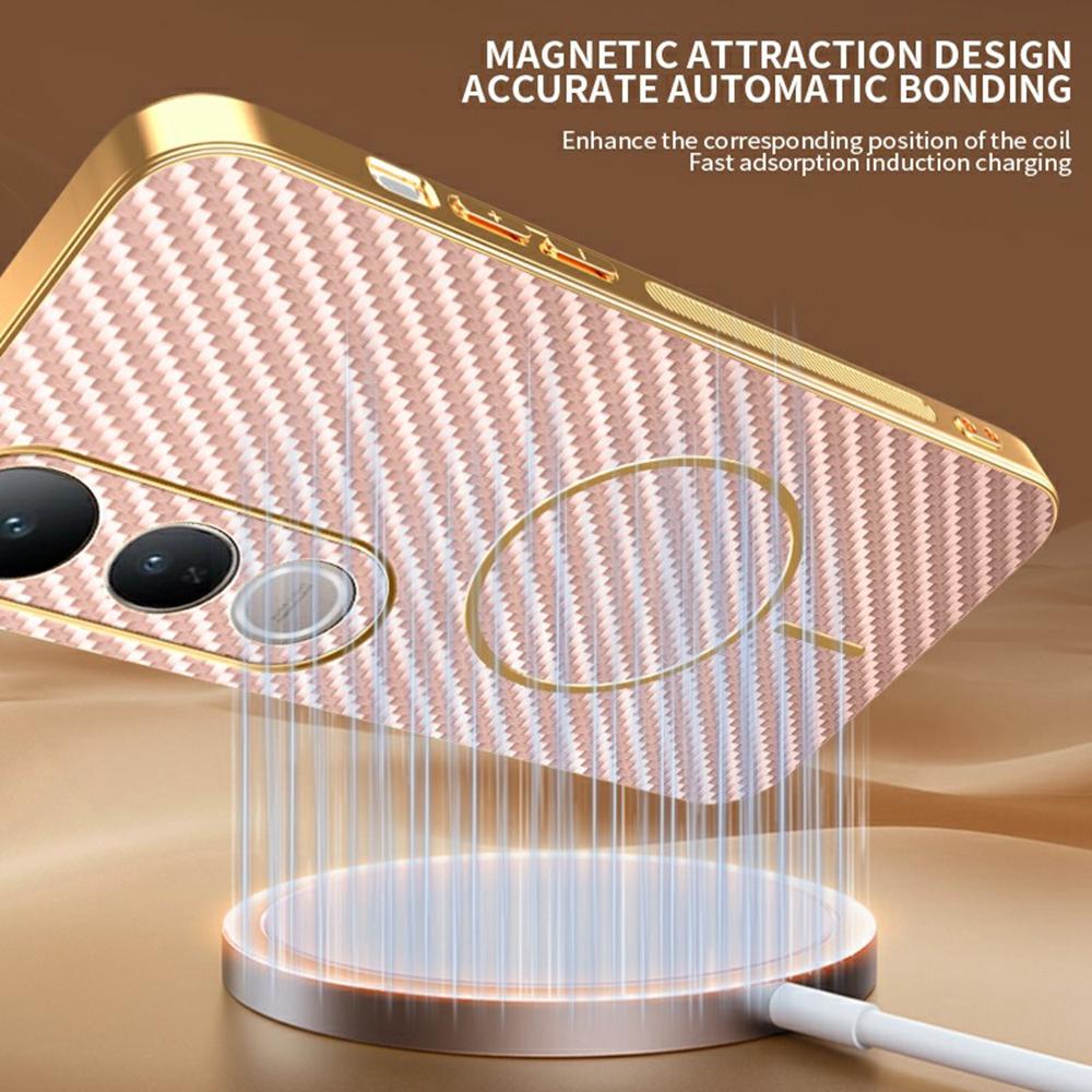 For vivo V50 Lite 4G/5G Phone Case Carbon Fiber Textured Electroplated TPU Back Cover