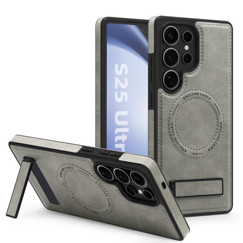 Official Leather Stand Holder Magnetic Case Samsung Galaxy S25 S24 S23 S22 Ultra Plus S24FE for Magsafe Wireless Charging Cover