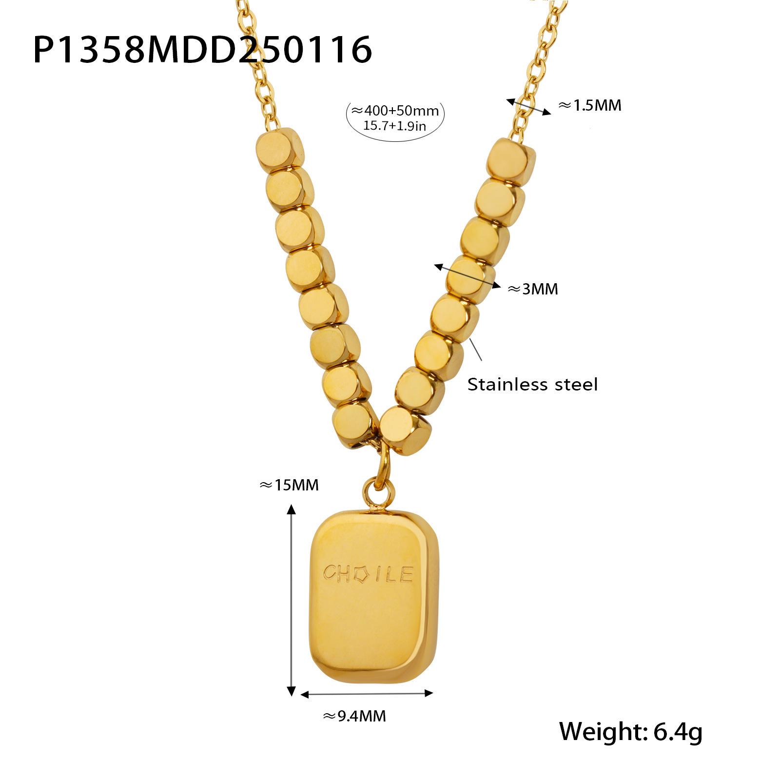 Qiong Yao Water Drop Earrings & Square Pendant Necklace Set