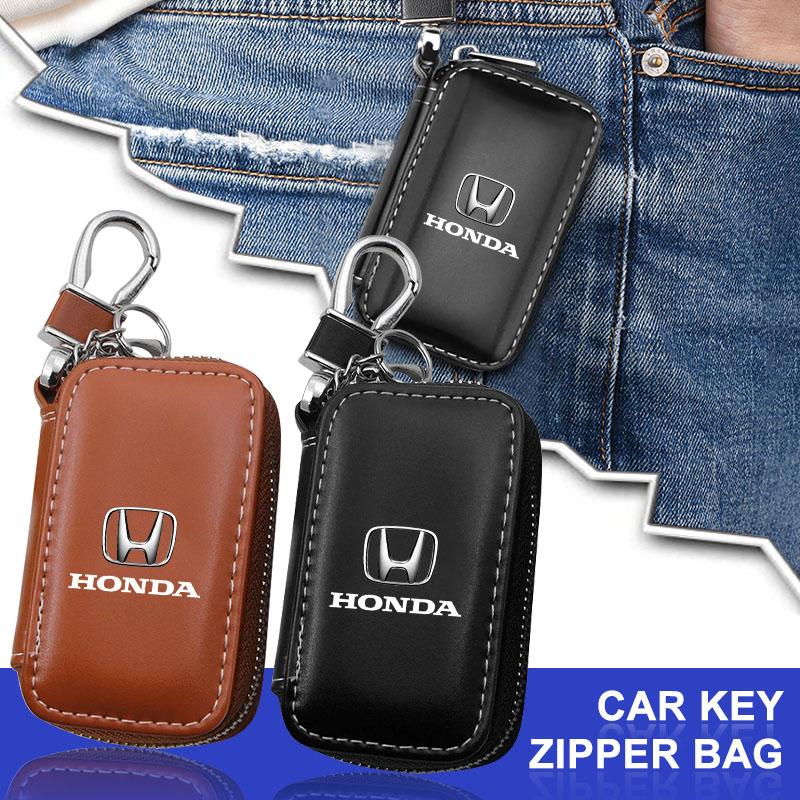 1 Stück Leder Emblem Autoschlüssel Etui Schlüsselanhänger Reißverschluss Schlüsseletui Tasche Für Honda Fit Mugen Insight Type S R VTEC Modulo Vezel RR SiPilot Fit XRV CRV HRV Dio