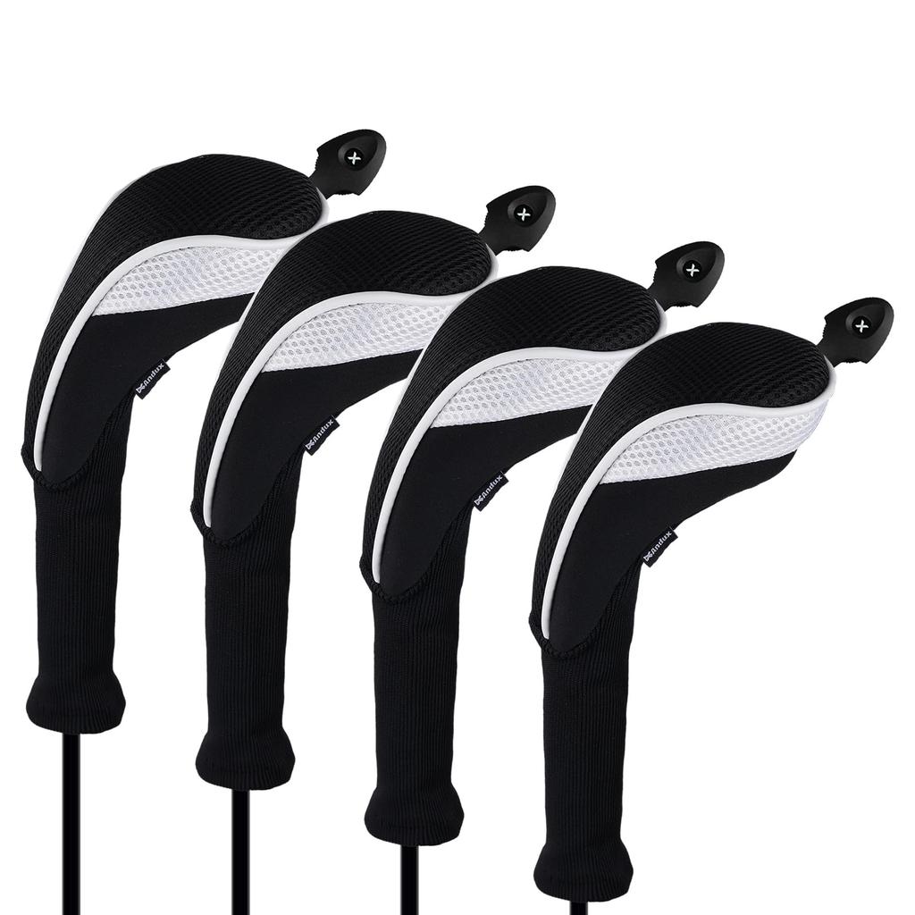 Andux Long Neck Golf Hybrid Club Headcovers with Interchangeable Numbered Tags, Set of 4 (CTMT-01) (White)