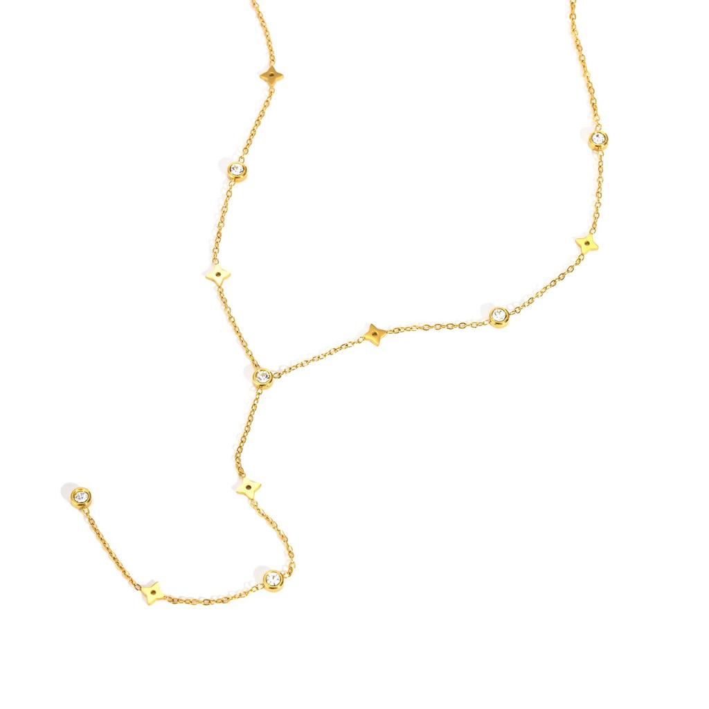 Classic Cross Zircon Y-shaped Necklace for Women,Butterfly Heart Shaped Choker Necklaces,Gold Color Stainless Steel Jewelry Gift