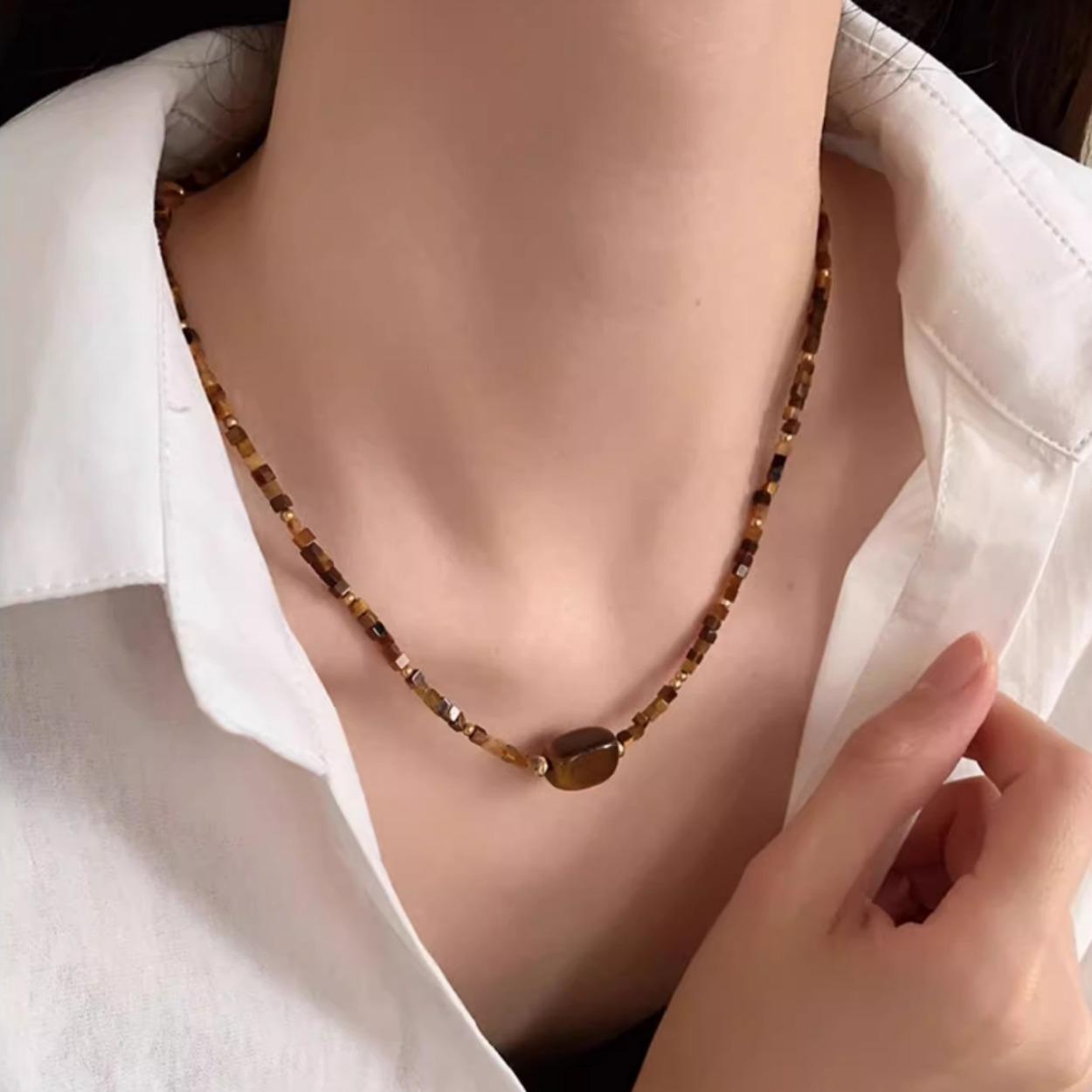 

Maillard Tiger Eye & Freshwater Pearl Clavicle Necklace
