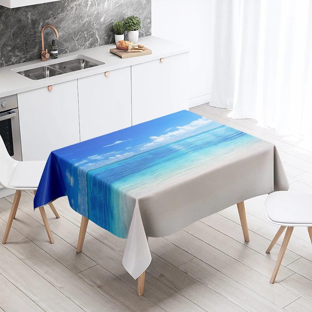 Strand Grün Pflanze Tischdecke Palmblatt Schmutzabweisend Wasserdicht Rechteckig Küchentisch Heimdekoration