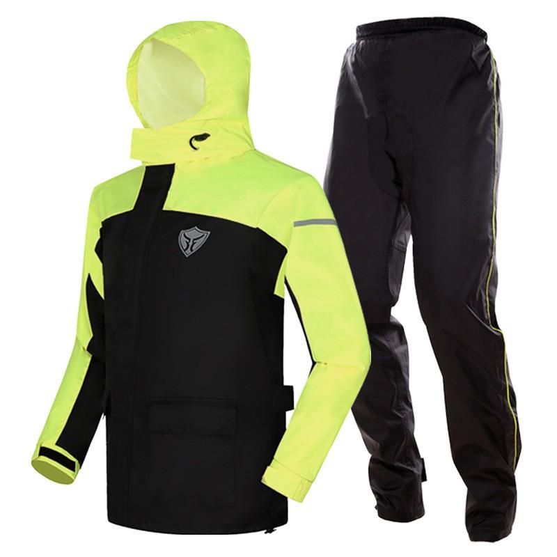 Heavy-Duty Waterproof Motorcycle Rain Suit Men - Oxford Fabric Full-Body Raincoat Pants Set With PU Coating