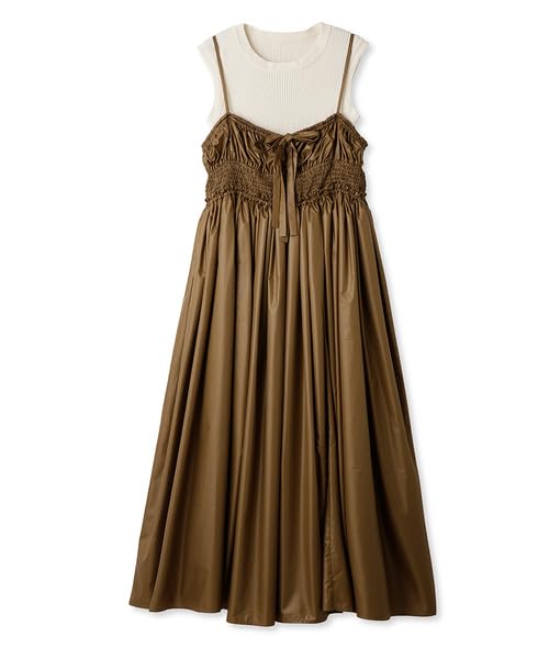 

Layered Ruched Cami Dress RWFO234075 BRW [Fur Fur] Women s коричневий